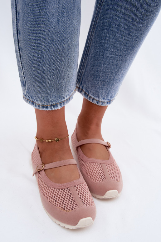 Mesh ballerina's met bandjes in roze Chicca