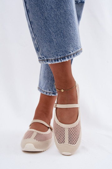 Ballerines en mesh avec brides couleur sable Chicca