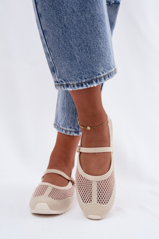 Ballerines en mesh avec brides couleur sable Chicca