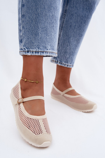 Ballerines en mesh avec brides couleur sable Chicca 2
