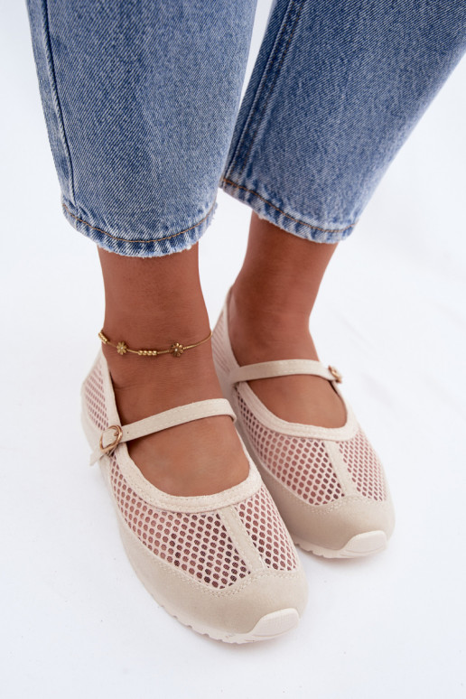 Ballerines en mesh avec brides couleur sable Chicca
