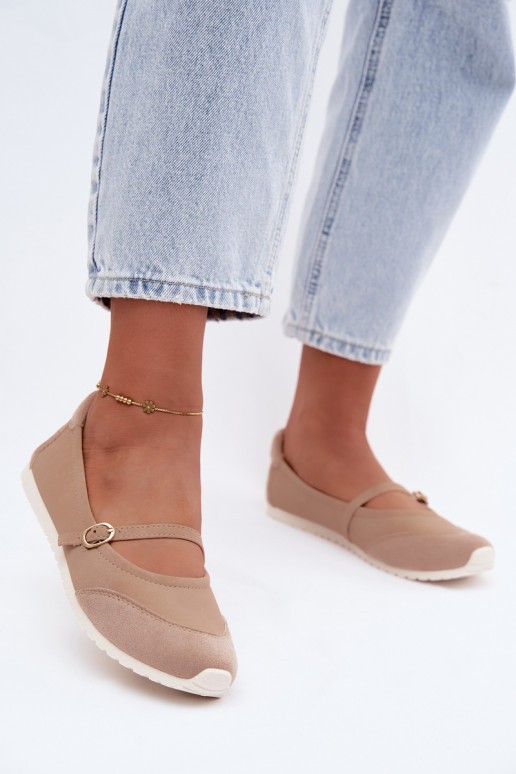 Ballerines de style sportif avec brides couleur sable Charmy