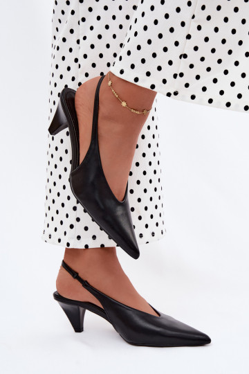 Sandales à talons en simili cuir noir Sapphire