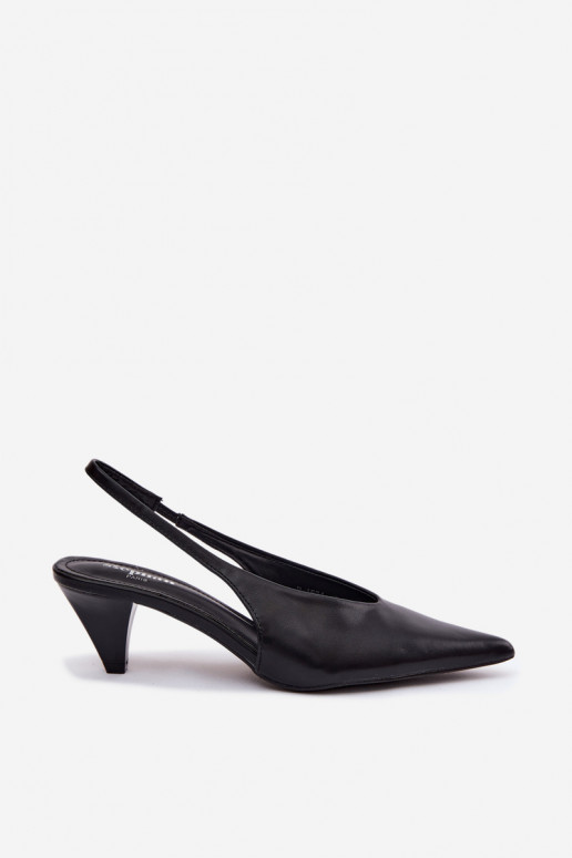 Sandales à talons en simili cuir noir Sapphire