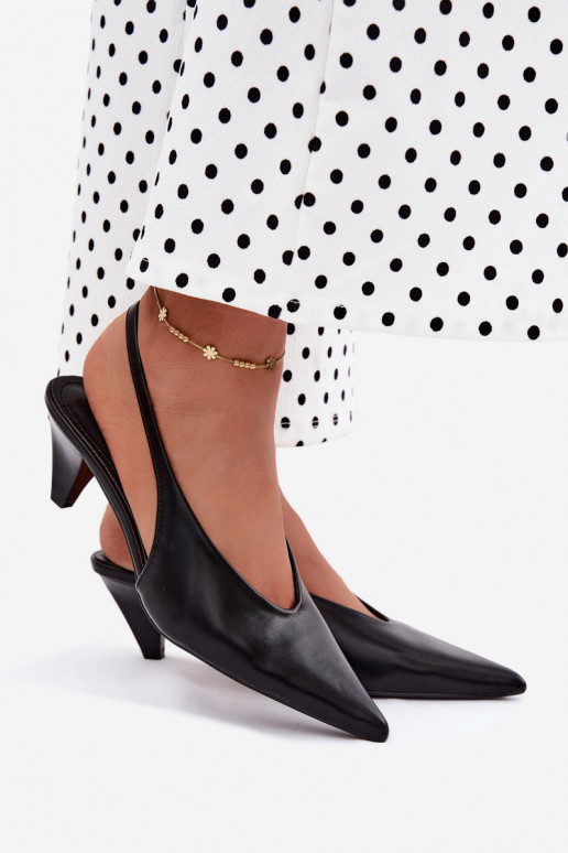 Sandales à talons en simili cuir noir Sapphire
