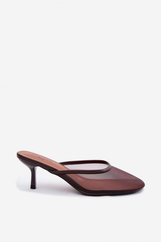 Mesh slippers met dunne hakken CzekoladoĮe Calmio