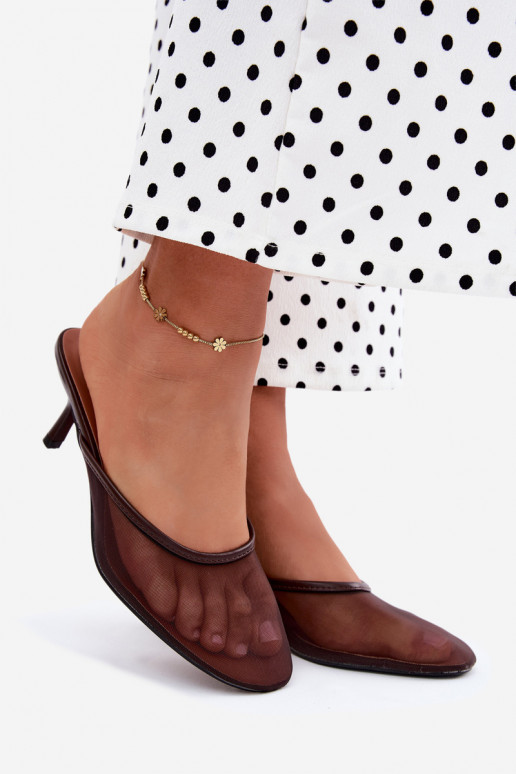 Chaussons en mesh avec talons fins CzekoladoĮe Calmio