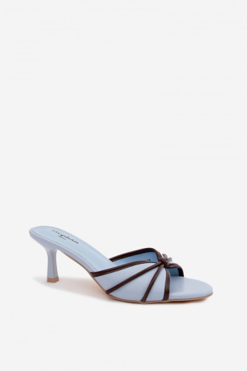 Dameslippers met dunne hakken van faux leather in blauw Orchidia 2