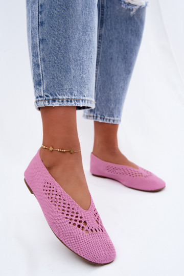 Ballerines plates découpées en rose Hibisca 2