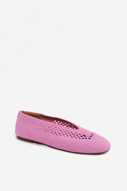 Uitgesneden platte ballerina's in roze Hibisca