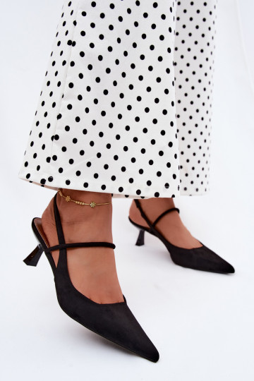 Dames sandalen met hakken in zwarte faux suede Tai turirshia