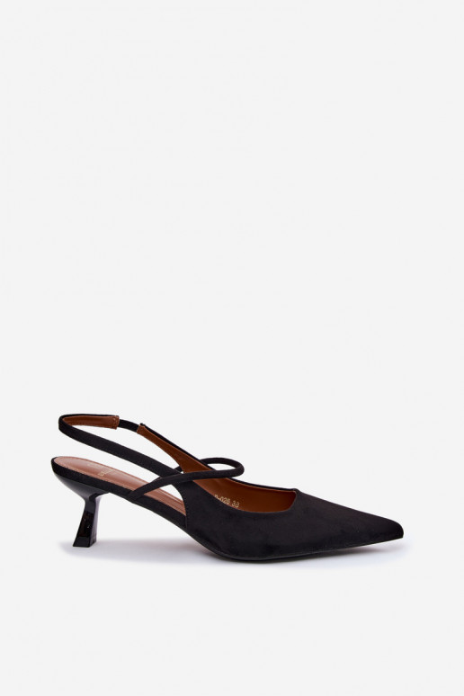 Dames sandalen met hakken in zwarte faux suede Tai turirshia