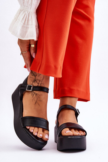 Dames zwarte platformsandalen Casen