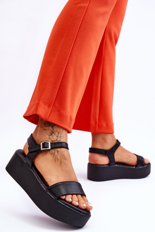 Dames zwarte platformsandalen Casen