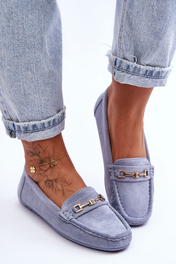 Klassische blaue Damensuede-Mokassins Corinell