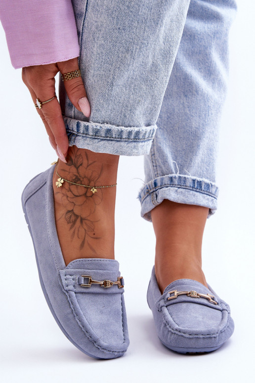 Mocassins classiques bleus en daim pour femmes Corinell