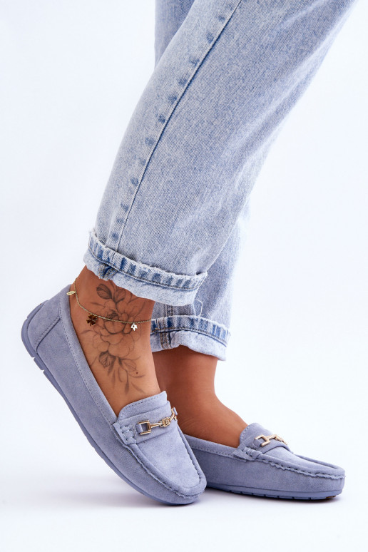 Klassieke blauwe dames suède mocassins Corinell