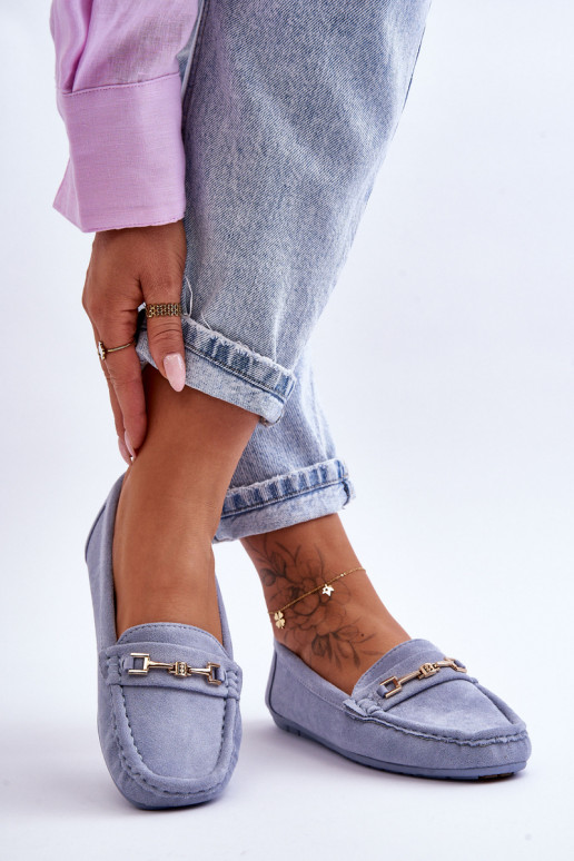 Mocassins classiques bleus en daim pour femmes Corinell