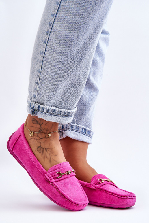 Klassische rosa Damensuede-Mokassins Corinell