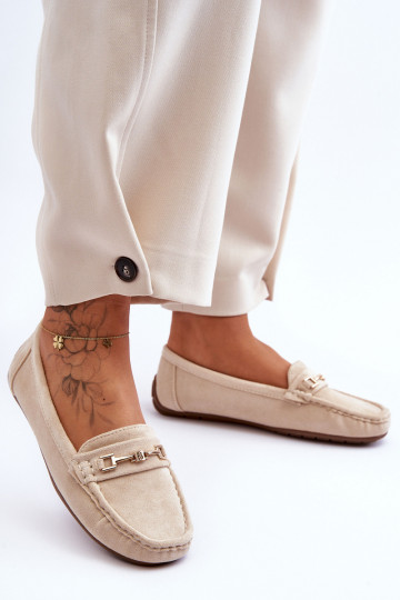 Mocassins classiques beiges en daim pour femmes Corinell