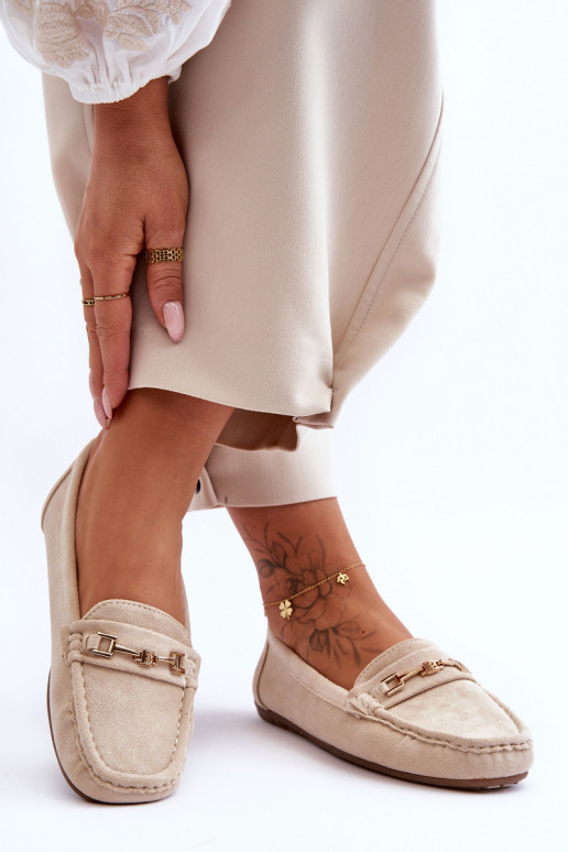 Mocassins classiques beiges en daim pour femmes Corinell