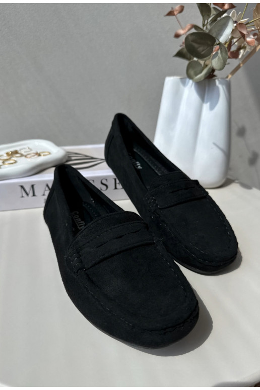 Elegante schwarze Damensuede-Mokassins Lenvie