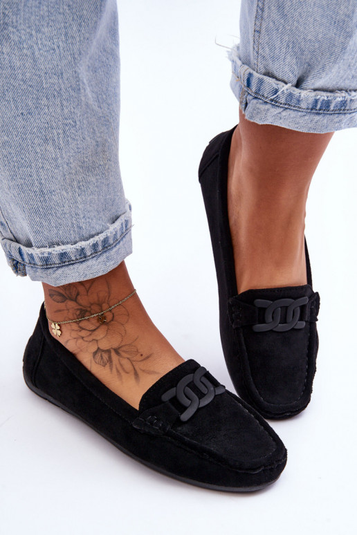 Mocassins élégants noirs en daim Rabell