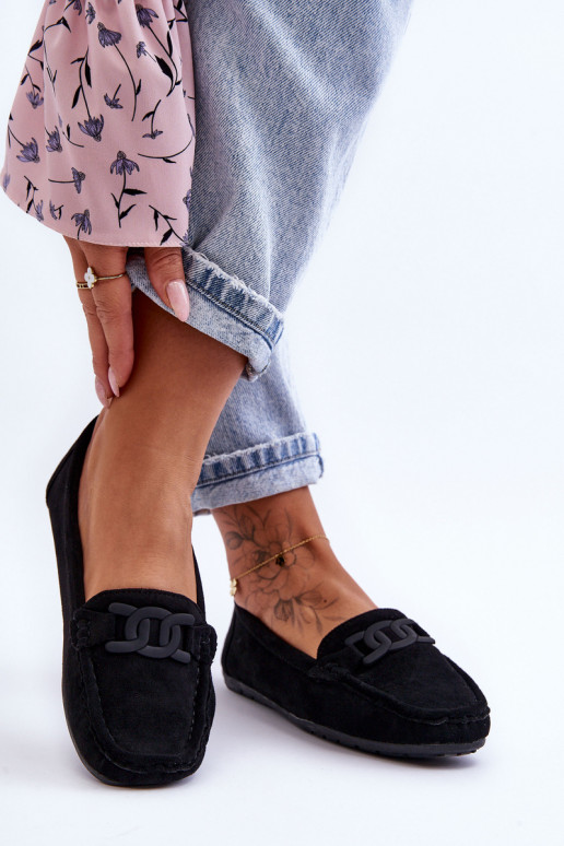 Mocassins élégants noirs en daim Rabell