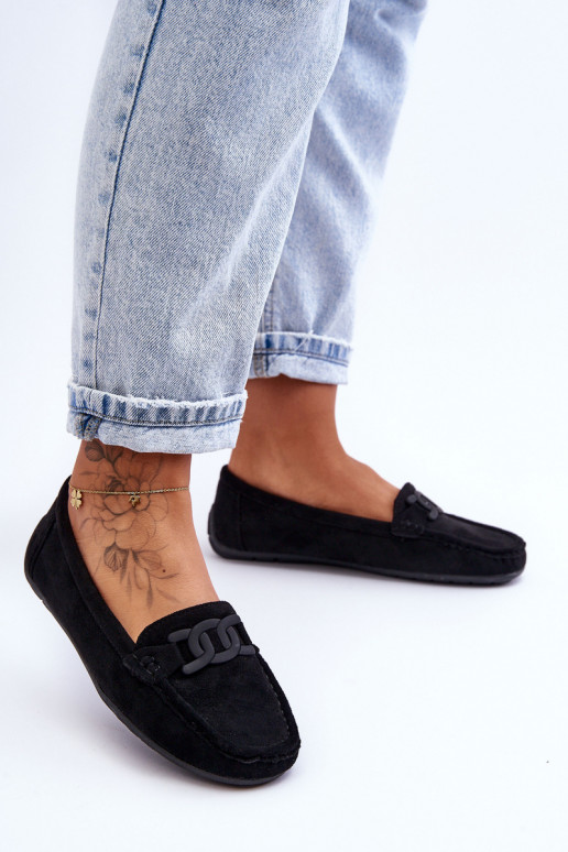 Elegante zwarte suède mocassins Rabell