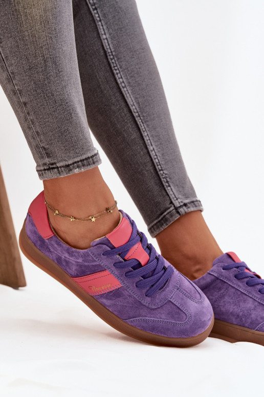 Paarse dames suède sneakers Vinceza 79576