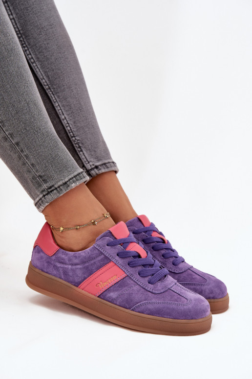 Paarse dames suède sneakers Vinceza 79576