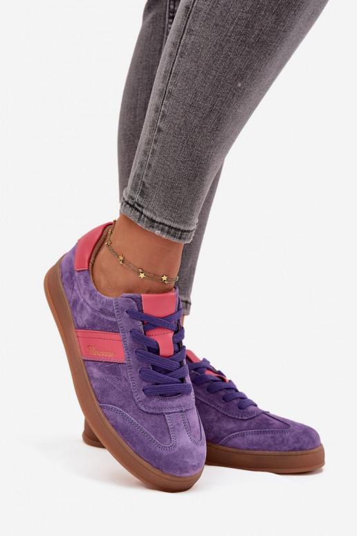 Paarse dames suède sneakers Vinceza 79576