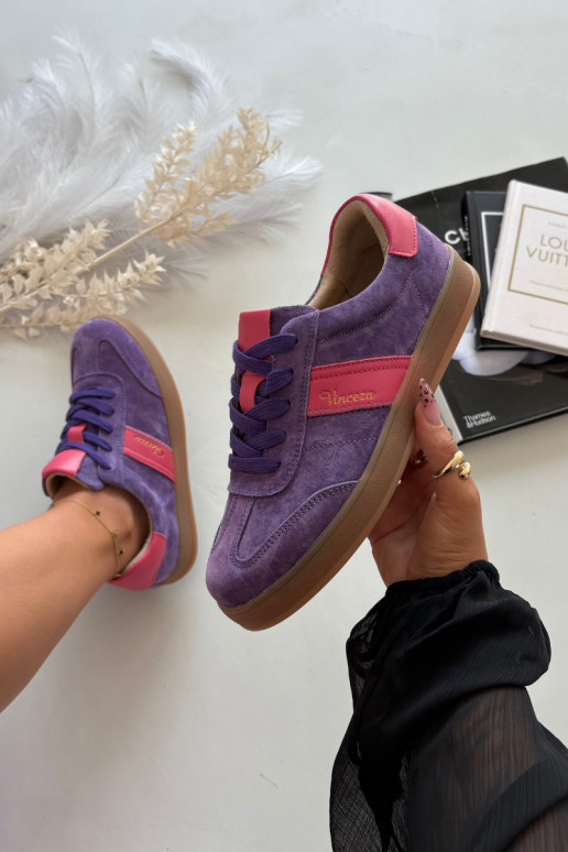 Paarse dames suède sneakers Vinceza 79576