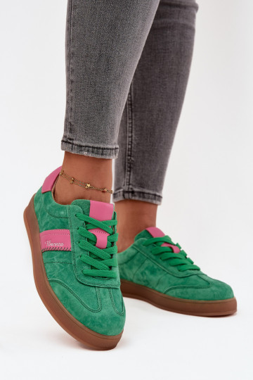 Baskets vertes en daim pour femmes Vinceza 79576 2