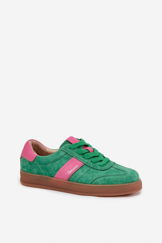 Baskets vertes en daim pour femmes Vinceza 79576