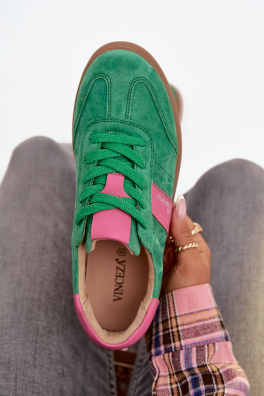 Baskets vertes en daim pour femmes Vinceza 79576