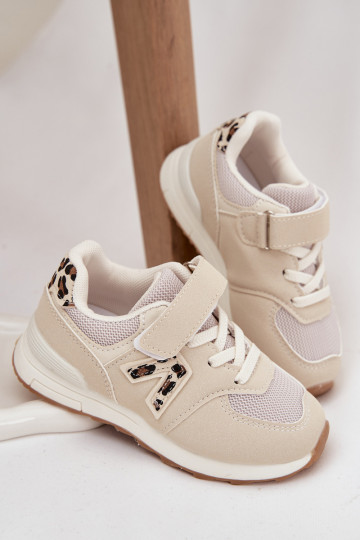 Beige kindersneakers met klittenbandsluiting Galisse