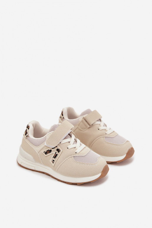Beige Kinder-Sneaker mit Klettverschluss Galisse