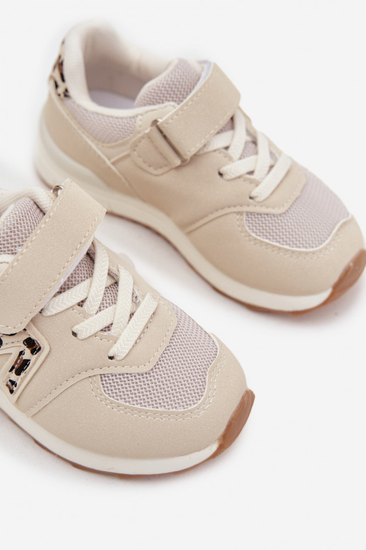 Baskets pour enfants beiges avec fermetures Velcro Galisse
