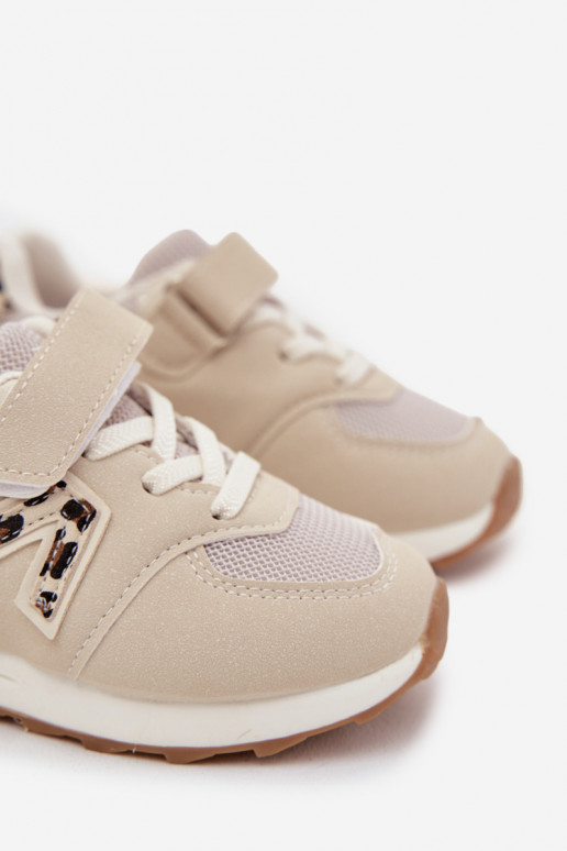 Baskets pour enfants beiges avec fermetures Velcro Galisse