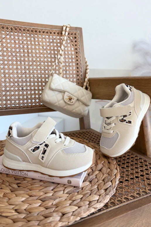 Beige kindersneakers met klittenbandsluiting Galisse