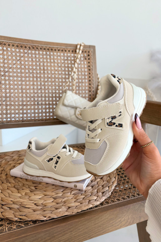 Beige Kinder-Sneaker mit Klettverschluss Galisse