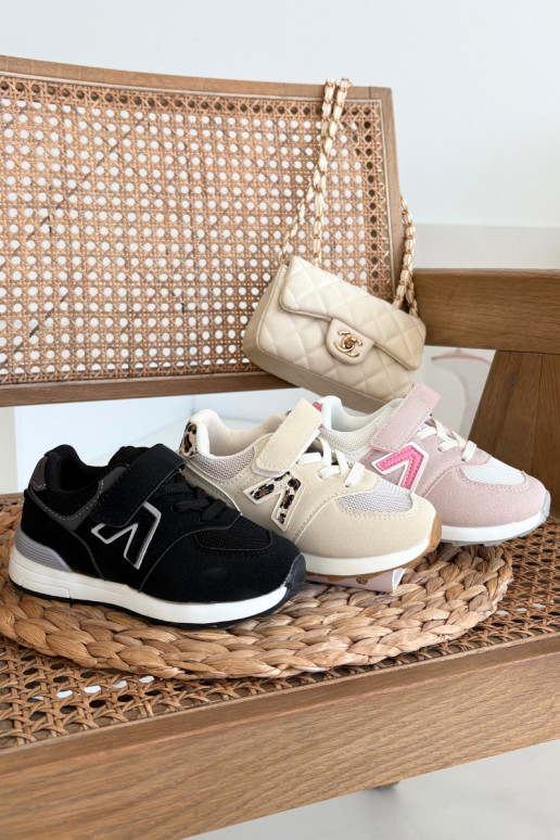Beige Kinder-Sneaker mit Klettverschluss Galisse