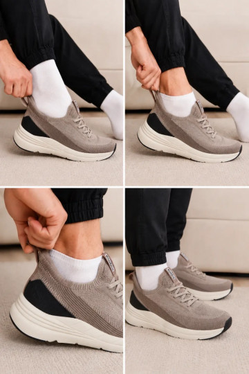 Herren-Slipper-Sportschuhe mit Plattform Kobbo 102421 sandfarben