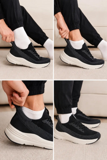 Chaussures de sport pour hommes à enfiler avec plateforme Kobbo 102421 couleur noire