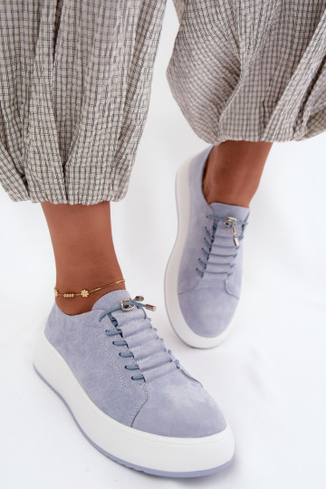 Blauwe platformsneakers van faux suede Blushy
