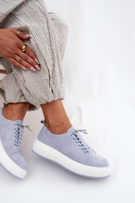 Blauwe platformsneakers van faux suede Blushy