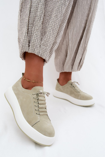 chaussures Chaussures modèle baskets avec une plateformeActivéturalnego en daimu couleur menthe Blushy 2