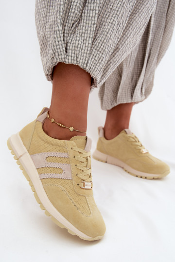 Gele dames sneakers Lovey van faux suede