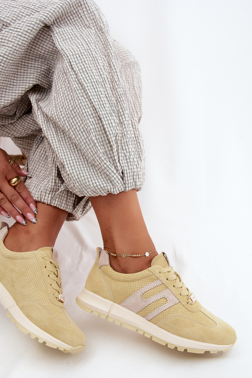 Gelbe Damen-Sneaker Lovey aus Kunstveloursleder